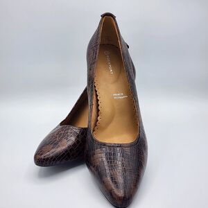 VTG Rockport Brown Leather Alligator  Pumps 3" Heels Size 8 adiPRENE Adidas